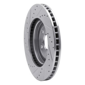 Lexus RX330 Brake Rotor (1) - Front Right - R1 Concepts - Drilled & Slotted - Silver - `04-`09